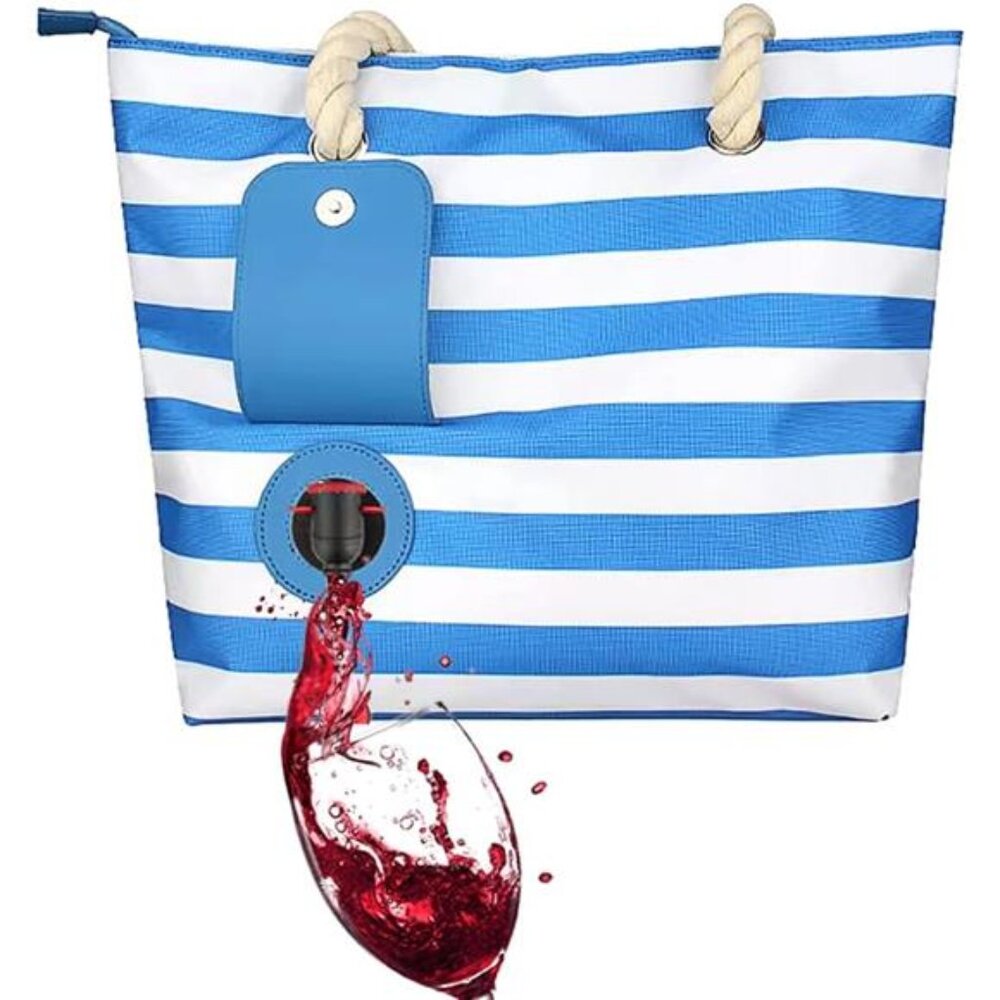 Beach Wine Tote Bag, Wine Cooler Bag Leakproof Insulated Purse Carrier